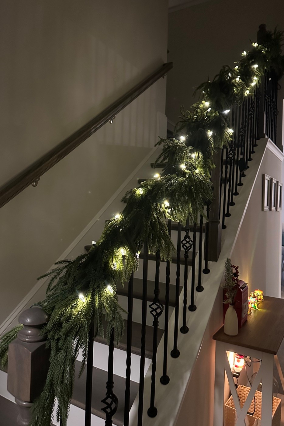 Battery operated lights for garland banister!  #batteryoperatedlights #christmaslights #christmasdecor

#LTKSeasonal #LTKHoliday