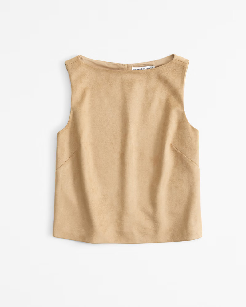 Abercrombie & Fitch Women's Vegan Suede Shell Top in Sand - Size XL | Abercrombie & Fitch (US)