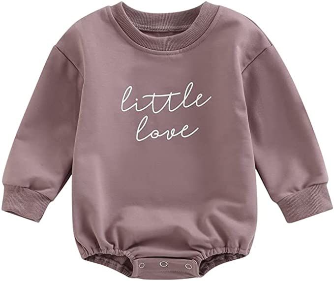 VINMEN Baby Girls Boys Valentines Sweatshirt Romper Letter Embroidery Long Sleeve Valentines Outf... | Amazon (US)