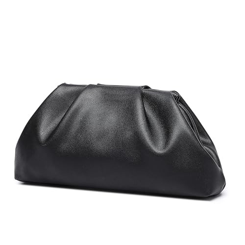 YUWITA Soft PU Leather Clutch Purses for Women Formal Evening Bag Elegant Luxurious Hand Bag (Black) | Amazon (US)