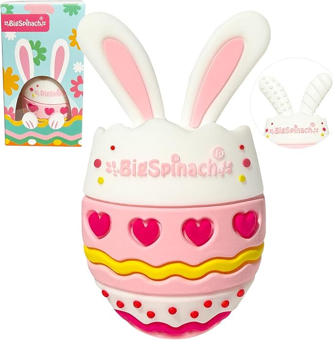 Easter Egg Baby Teether,Baby Teething Toy for Pain Relief,Silicone Bunny Rabbit Teether,Easter Gi... | Amazon (US)