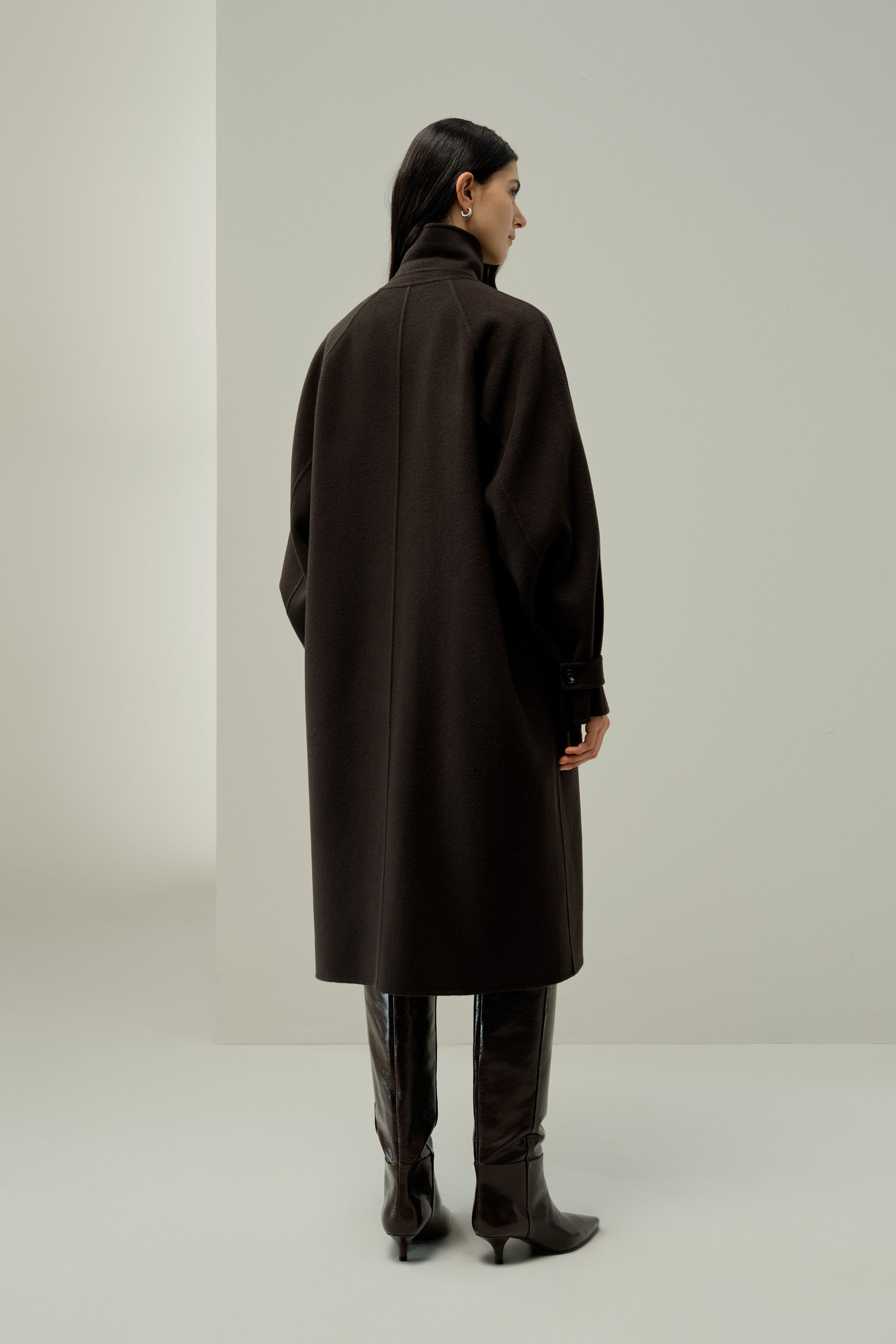 Doppelseitige Seiden-Wollmischung Oversize Mantel | LilySilk