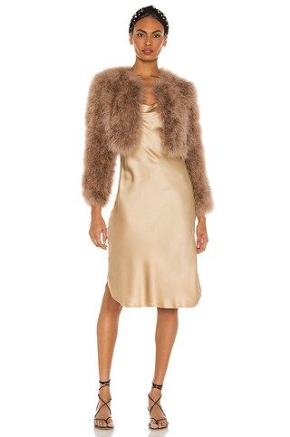 Bubish Manhattan Feather Jacket in Toffee from Revolve.com | Revolve Clothing (Global)