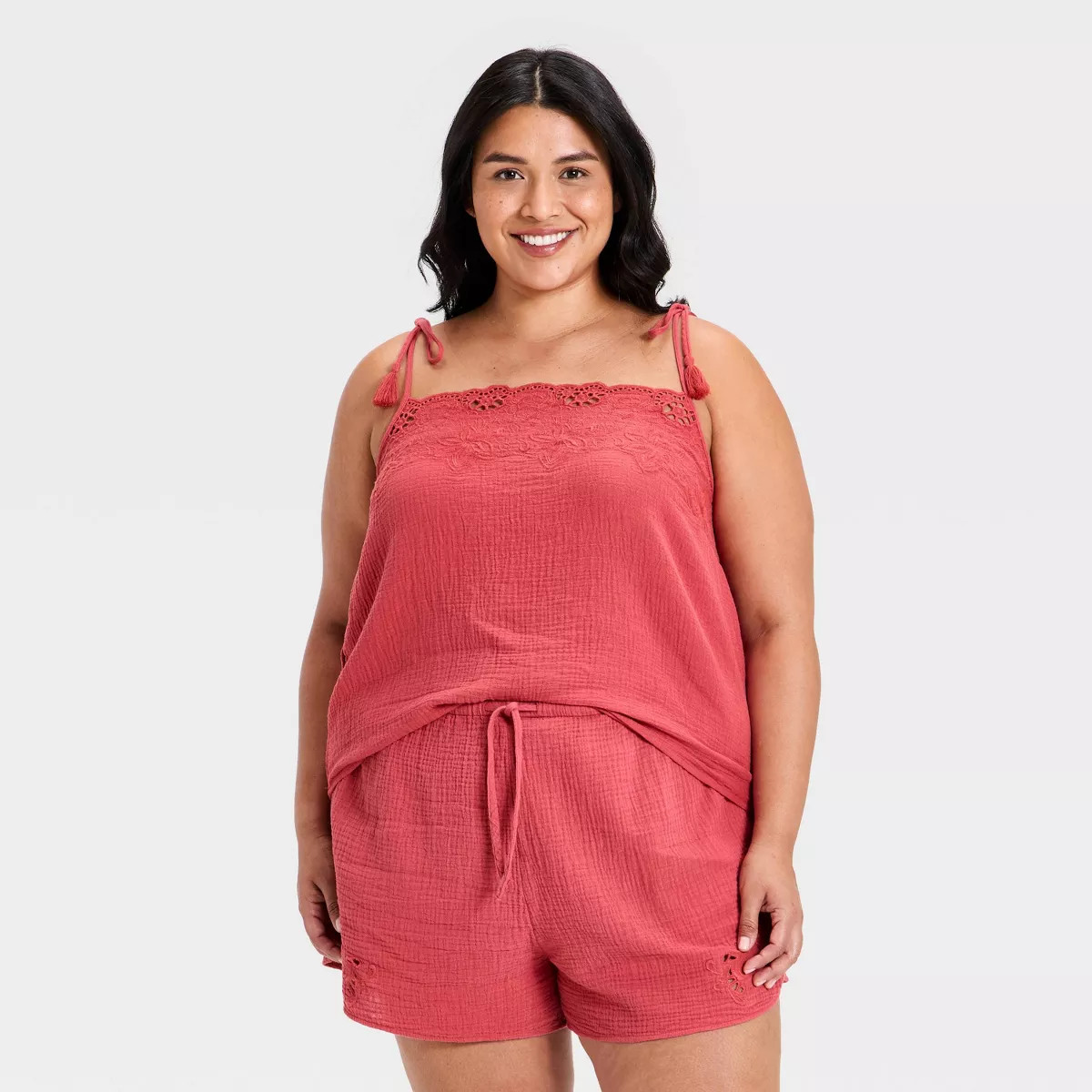Women's Cutwork Tank Top - Universal Thread™ Berry Red 3X | Target