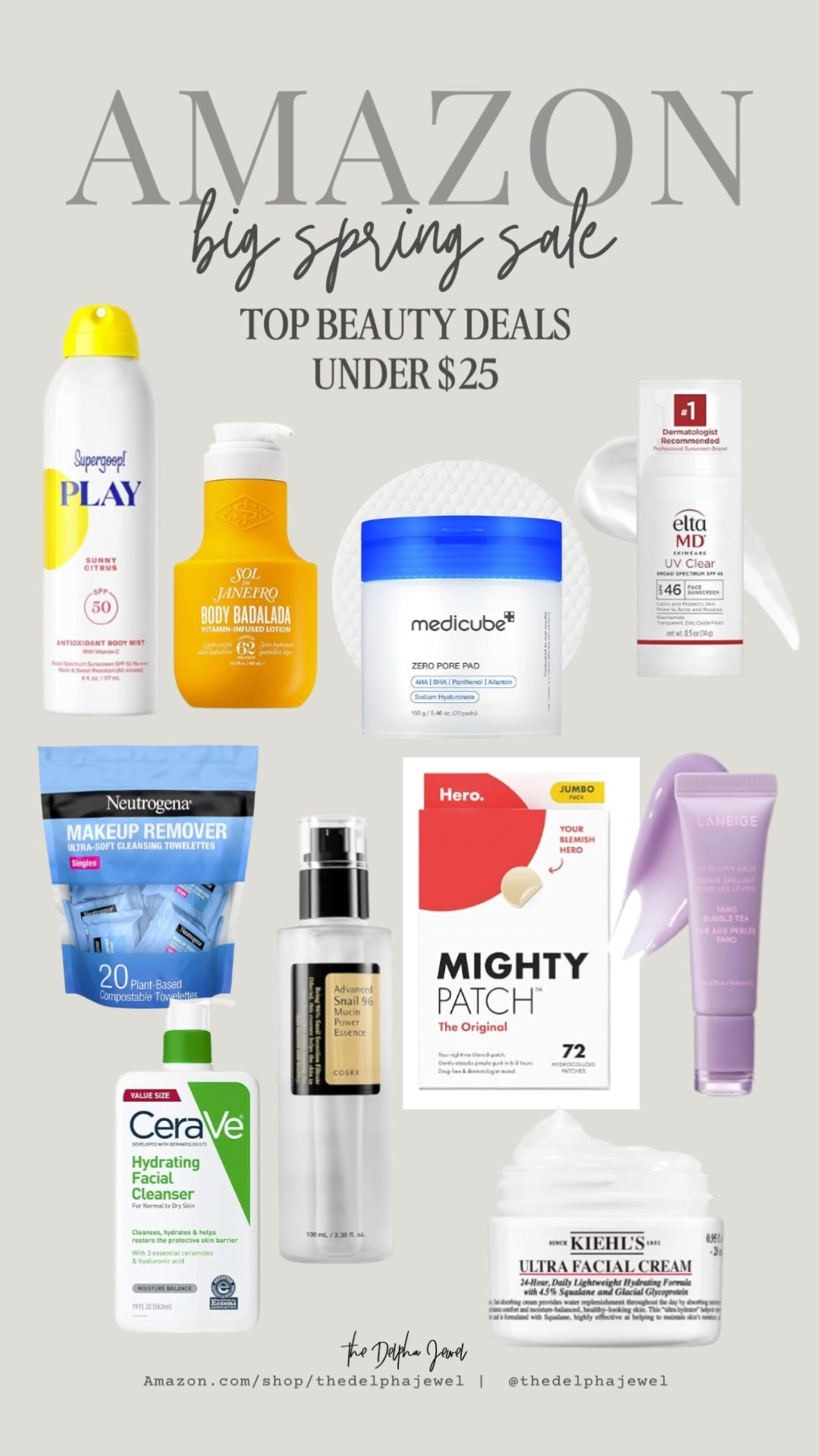 Top beauty deals under $25‼️ The big spring sale is here! @Supergoop! 

Medicube, mighty patch, makeup remover wipes, cerave, kiehl's, laneige, sol de janero, eltaMD

#LTKSaleAlert #LTKBeauty #LTKmomlife