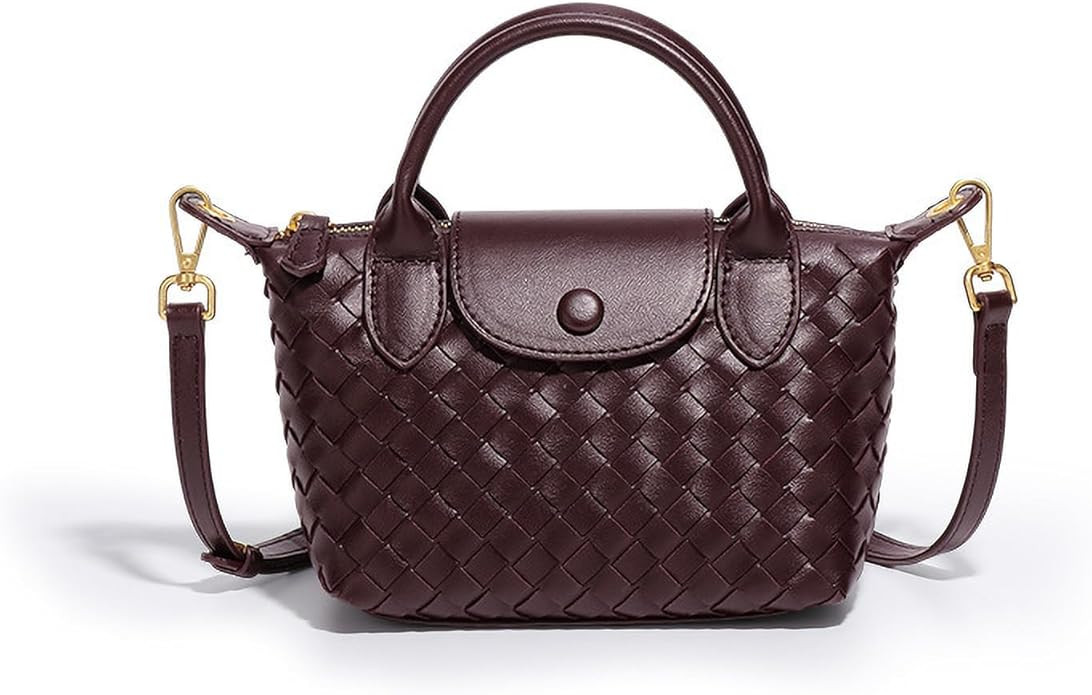 Mini Small Size Braided Luxury Leather Women's top Handle Handbag Fashion Travel Daily Satchel | Amazon (US)