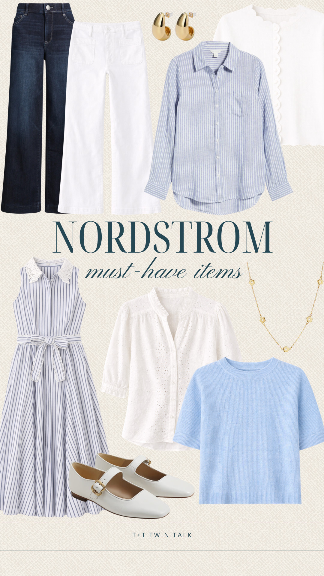 We are loving these blue and white pieces from Nordstrom! We styled pieces with dark denim, gold accessories, and white Mary Janes for an easy everyday look. These are classic colors that never miss. 

 #LTKSeasonal #LTKOver40 #LTKMidsize