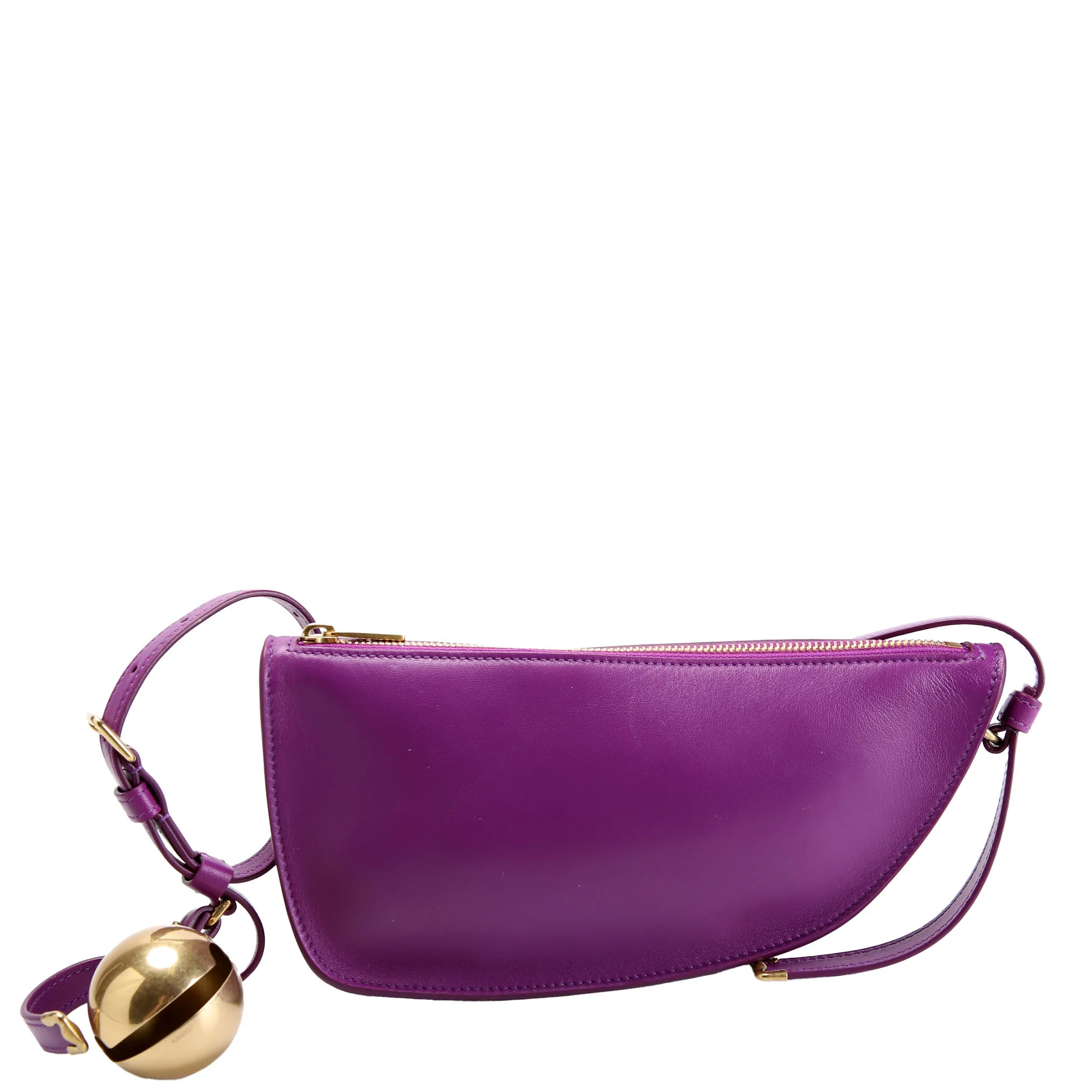 Mini Shield Leather Sling Bag Purple | Keeks Designer Handbags