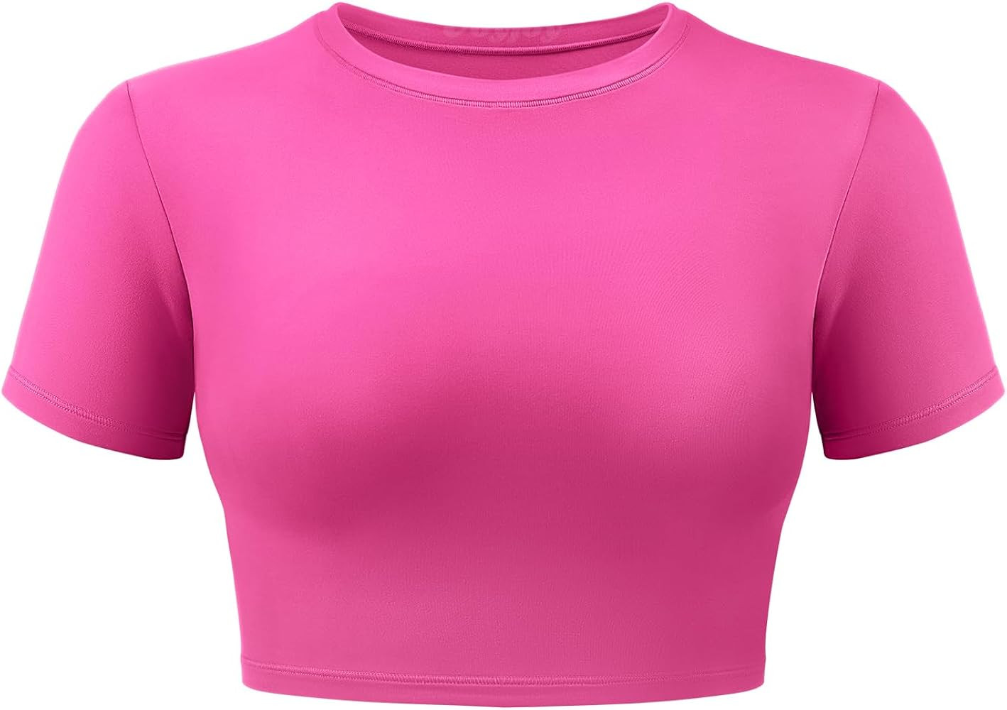 VOYJOY Womens Double Lined Fitted Short Sleeve Crop Tops Crew Neck Casual Workout T Shirts Cute B... | Amazon (US)