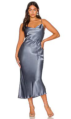 Shona Joy La Lune Bias Cowl Midi Dress in Blue Smoke from Revolve.com | Revolve Clothing (Global)