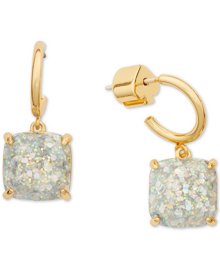 kate spade new york Square Glitter Stone Charm Huggie Hoop Earrings & Reviews - Earrings - Jewelr... | Macys (US)