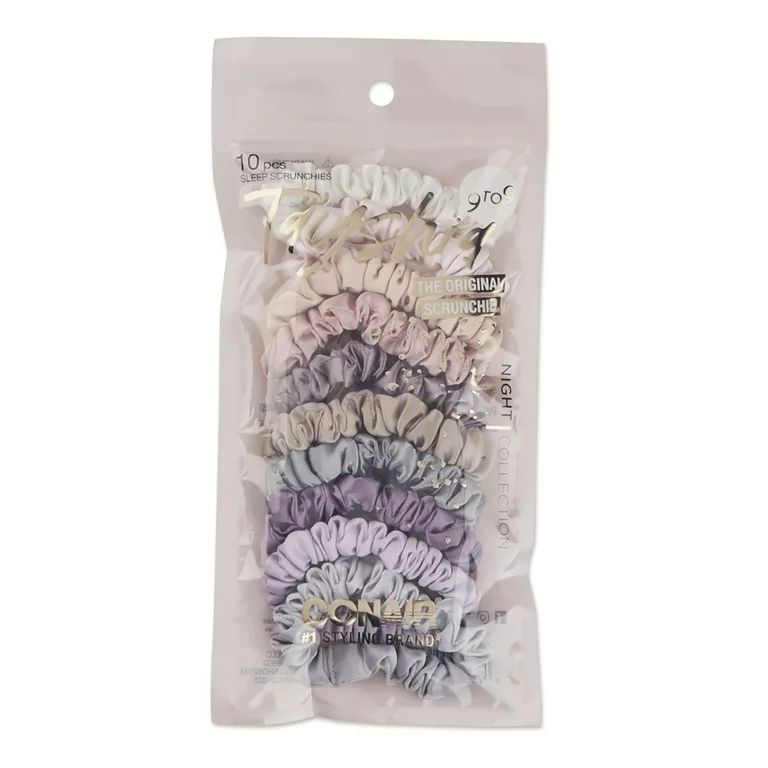 Tayshia by Conair Satin Sleep Mini Scrunchie Hair Ties, Assorted Neutral Colors, 10 Ct | Walmart (US)