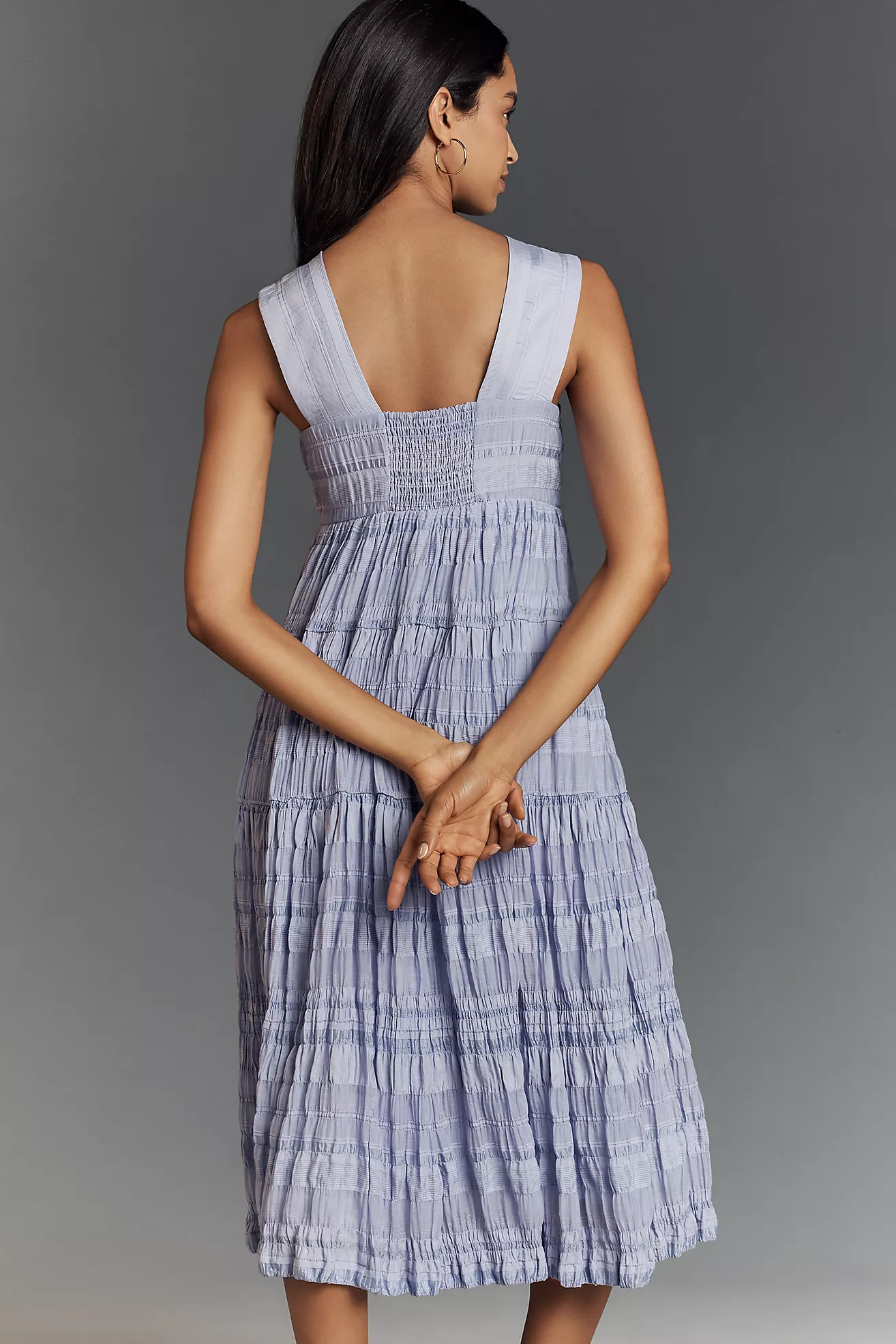 The Helena Square-Neck Smocked Tiered Midi Dress | Anthropologie (US)