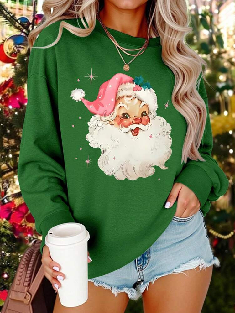 EMERY ROSE Christmas Plus Size Vacation Vibe Sweatshirt, Casual Streetwear Plus Size Sweatshirt, Autumn/Winter Plus Size Sweatshirt | SHEIN