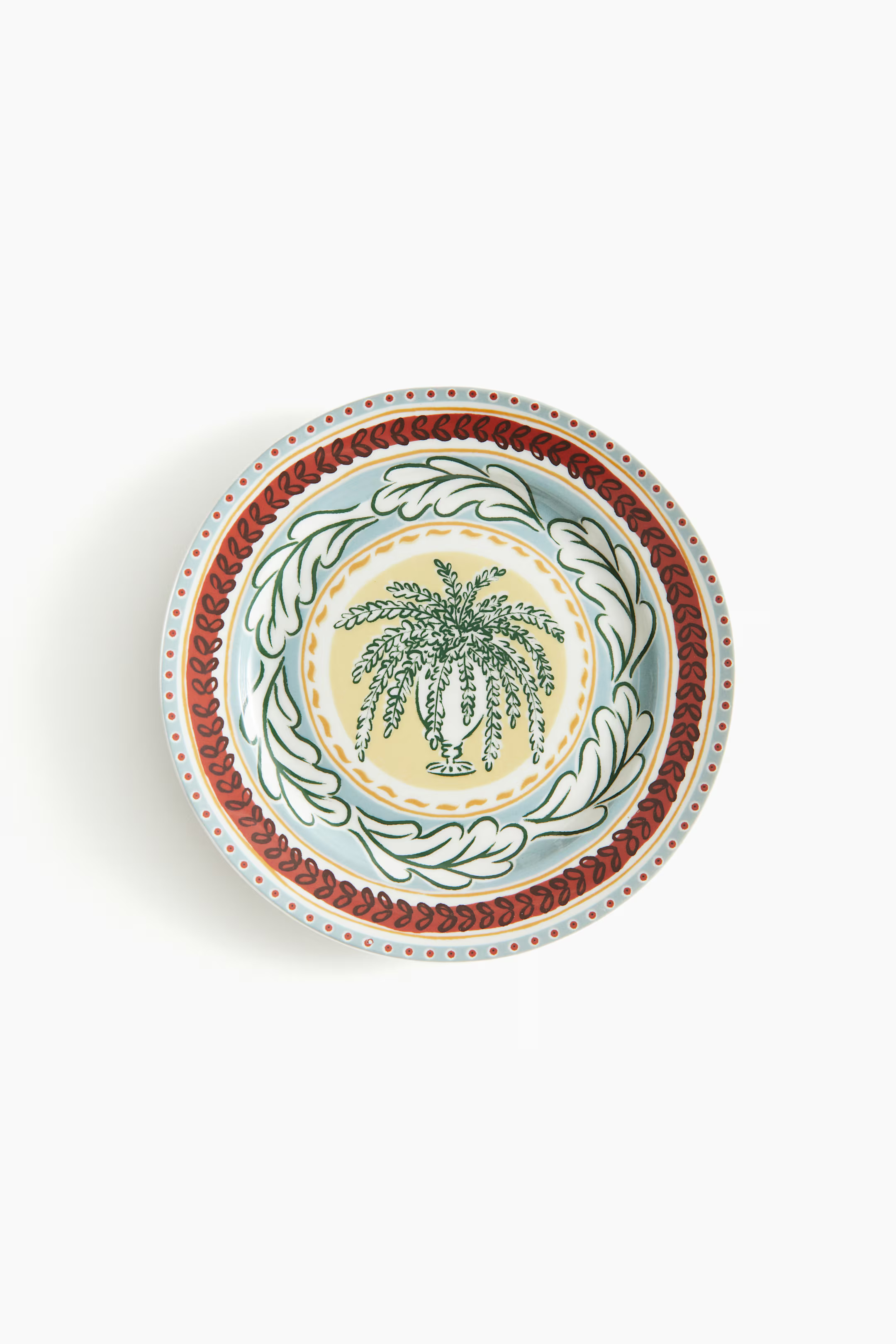 Medium-sized Porcelain Plate - Light yellow/patterned - Home All | H&M US | H&M (US + CA)
