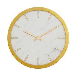 Gold Marble Analog Wall Clock with White Face | The Home Depot
