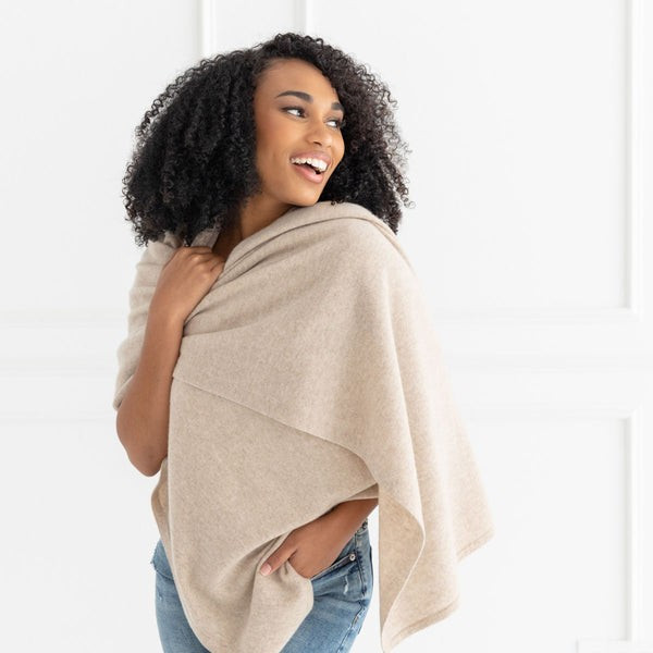 The Dreamsoft Travel Scarf in CloudSpun™ Recycled Cashmere - Oat | zestt organics