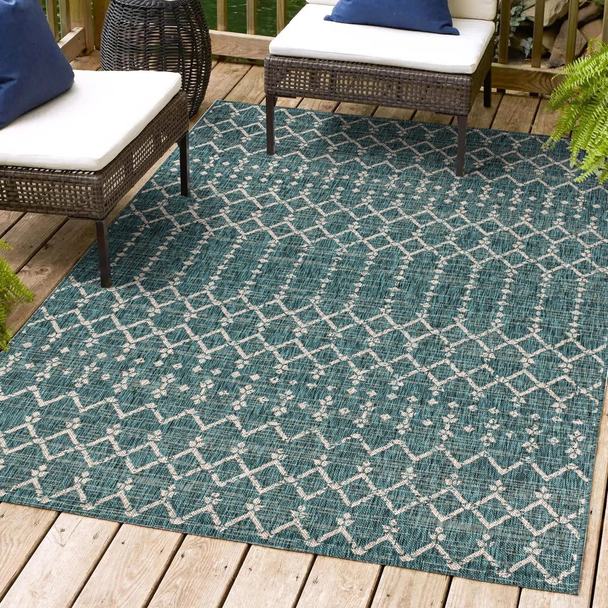 Crompton Moroccan Geometric Textured Weave Indoor/Outdoor Rug | Wayfair North America