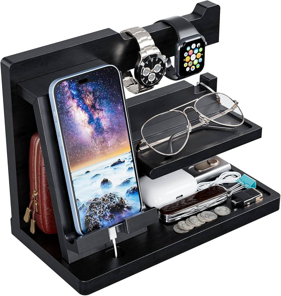 Yirilan Wood Phone Docking Station, Nightstand Organizer, Birthday Gifts For Men -Gifts For Dad/B... | Amazon (US)