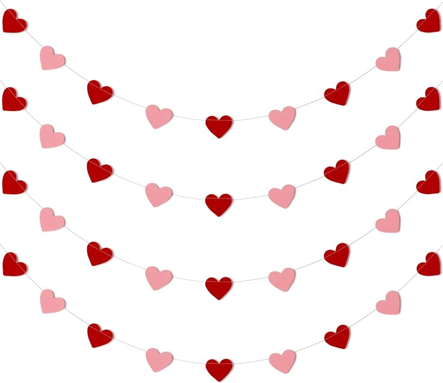 Whaline Valentine's Day Heart Garland Valentines Bunting Banners String for Wedding, Party, Brida... | Amazon (US)