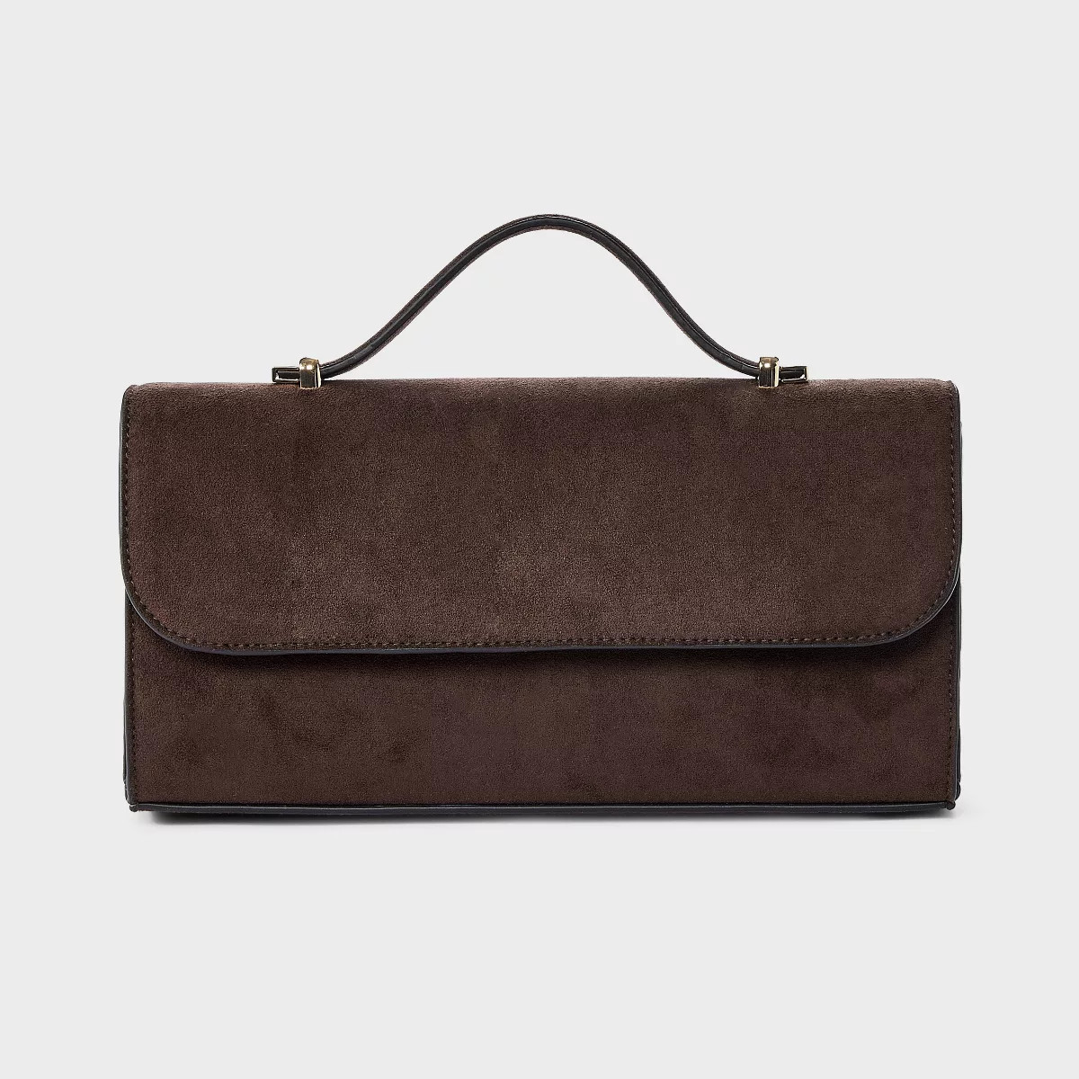 Faux Suede Top Handle Clutch - A New Day™ Brown | Target