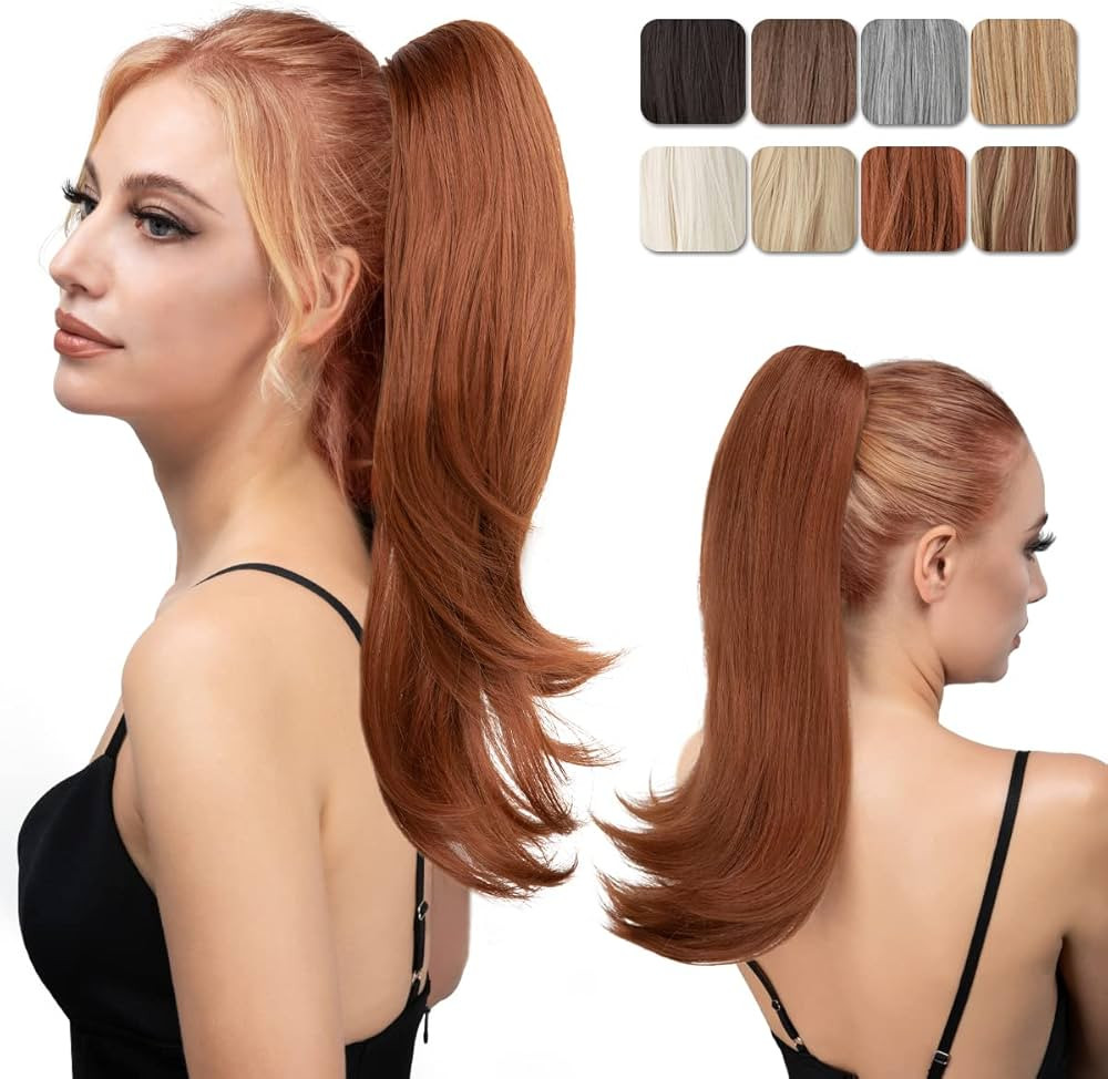 youngways Clip in Ponytail Extension Copper Red 18 Inch Pony Tails Hair Extensions for Women Long... | Amazon (US)
