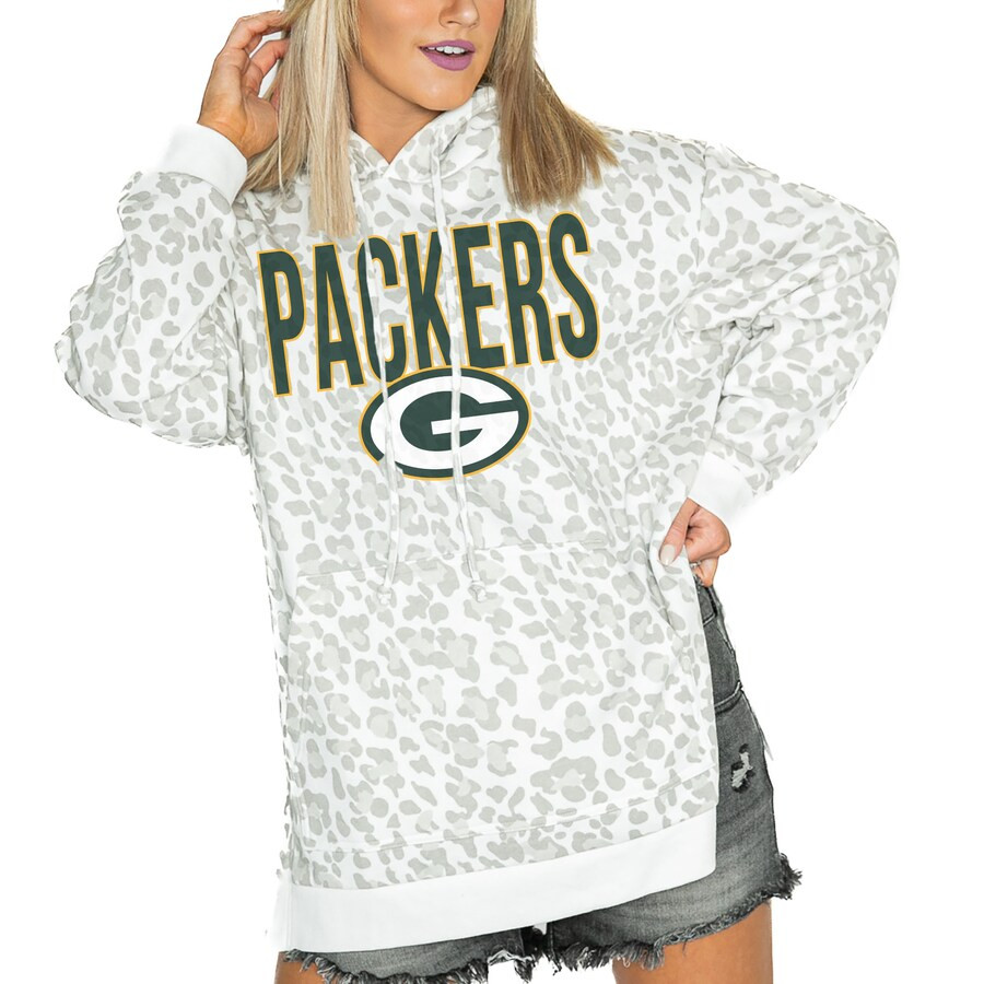 Green Bay Packers Gameday Couture Women's Leopard Side Slit Pullover Hoodie - White | Fanatics