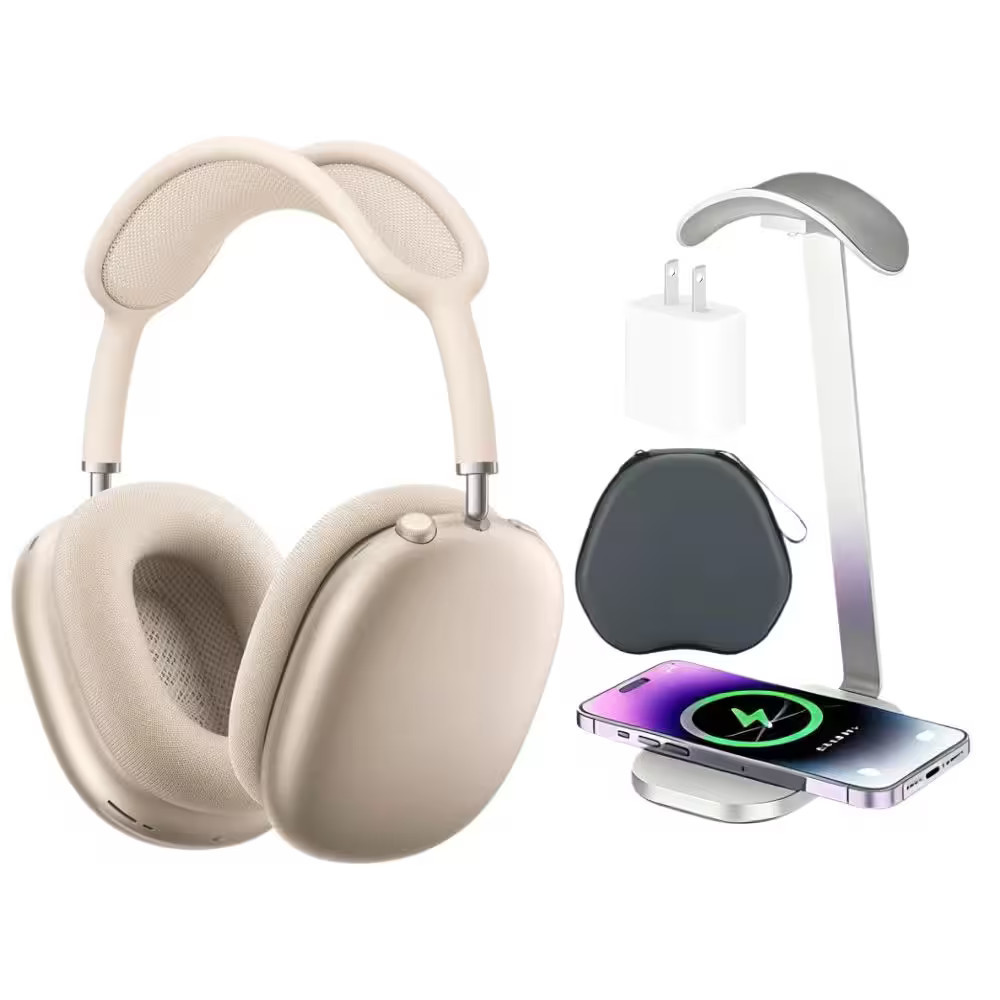 Apple - AirPods Max (USB-C) - Starlight + Power Adapter, Headphone Stand/Charging Pad & Carrying Case | Best Buy U.S.