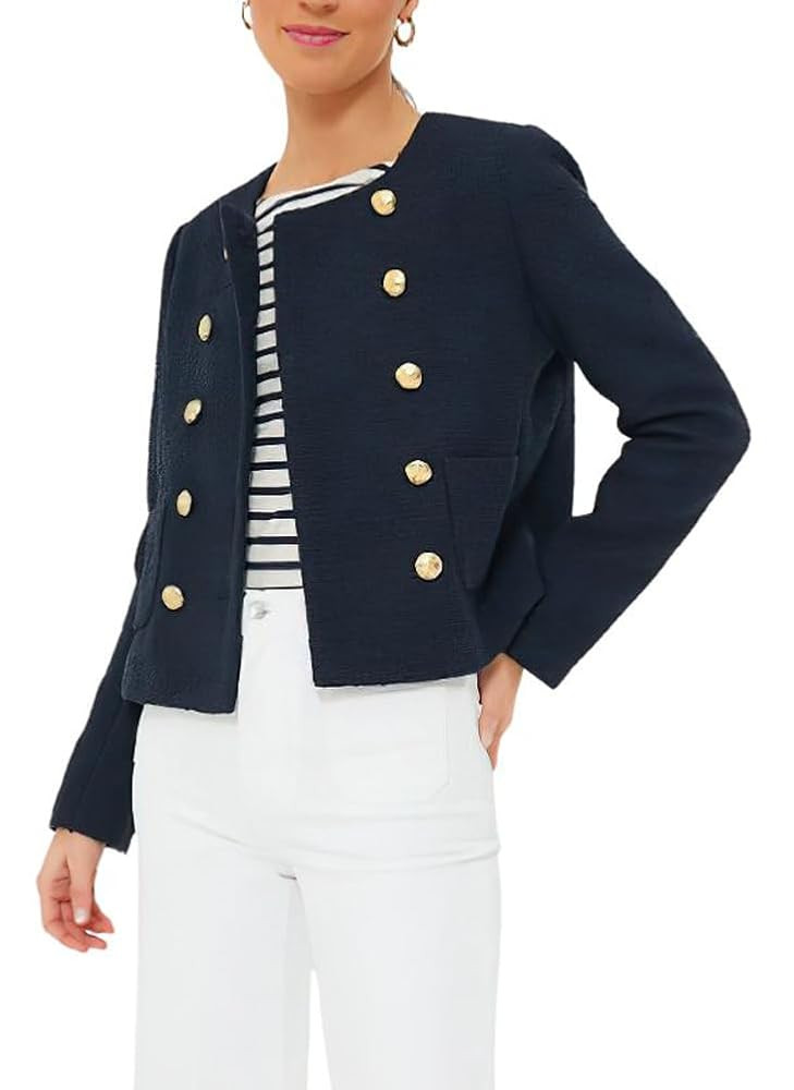 chouyatou Women's Double Breasted Tweed Blazer Jacket Business Casual Dressy Tweed Jacket Office ... | Amazon (US)