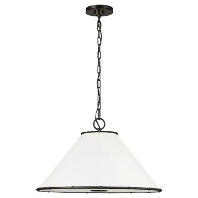 Visual Comfort Studio Aldric Updated Traditional Aged Iron Steel 3 Light Pendant | Kathy Kuo Home