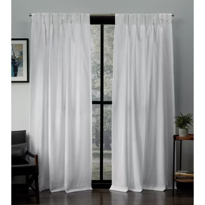 Set of 2 (84"x54") Loha Linen Pinch Pleat Window Curtain Panel White - Exclusive Home: Mid-Century Modern, Light Filtering | Target