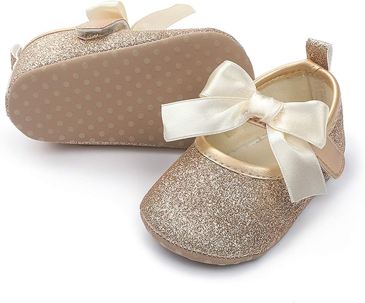 E-FAK Baby Girls Shoes Mary Jane Flats Shoes Anti-Slip Soft Rubber Sole Toddler First Walkers Pri... | Amazon (US)