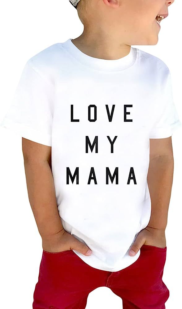 rrhss Toddler Mama's Boy Cotton Shirt Baby Valentines Day Tee | Amazon (US)