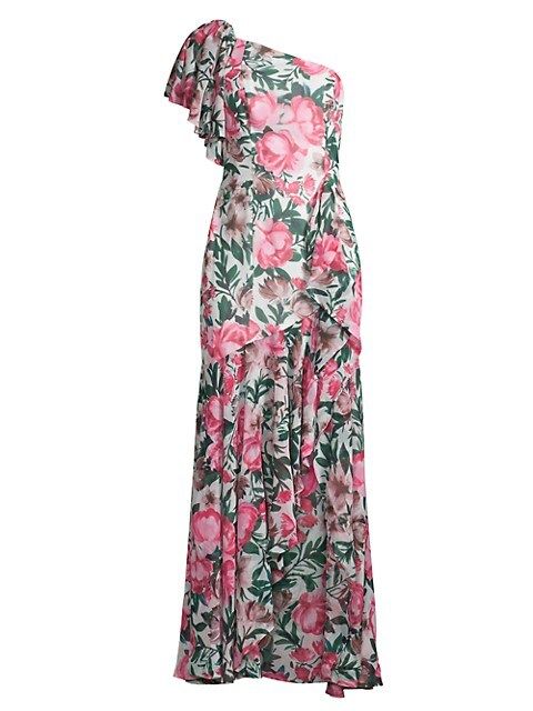 Avenel Floral Ruffle One-Shoulder Dress | Saks Fifth Avenue