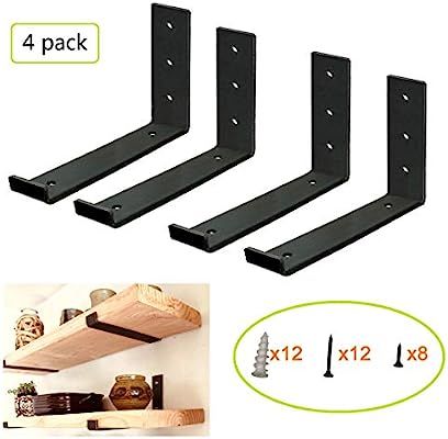 Shelf Brackets 12 Inch for Shelves, Rustic Shelf Supports, Heavy Duty Hook Iron Shelf Brackets, J... | Amazon (US)