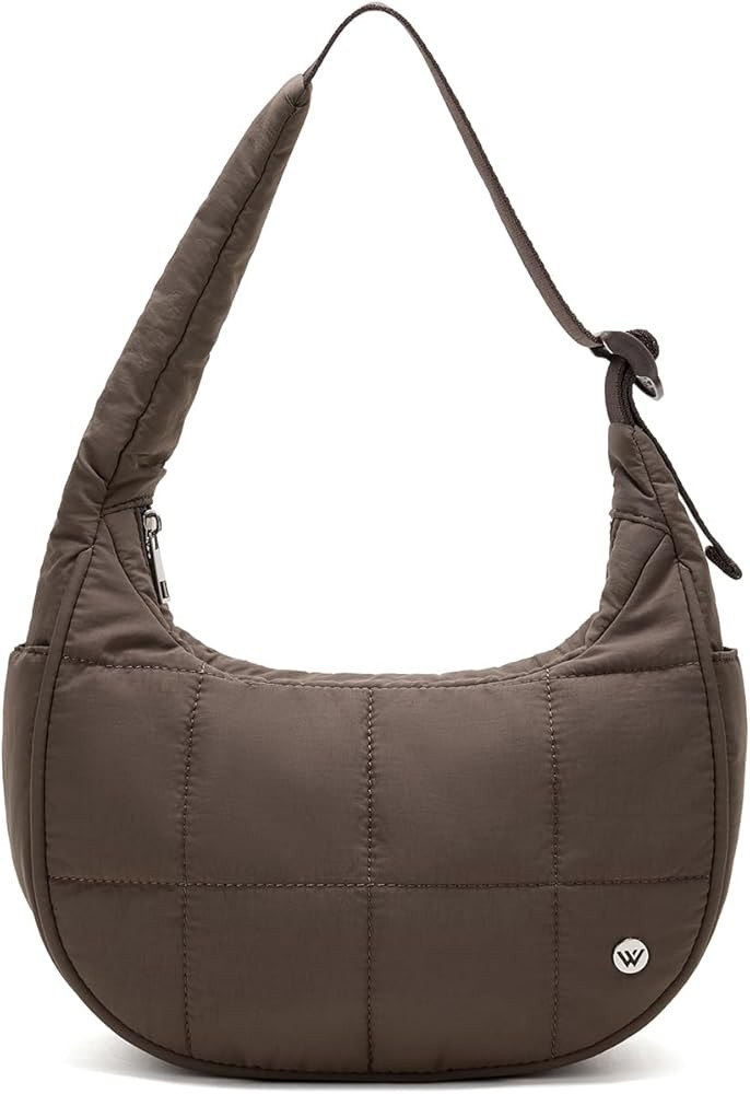 WESTBRONCO Small Puffer Crescent Shoulder Bag for Women, Nylon Quilted Shoulder Purses, Puffy Han... | Amazon (US)