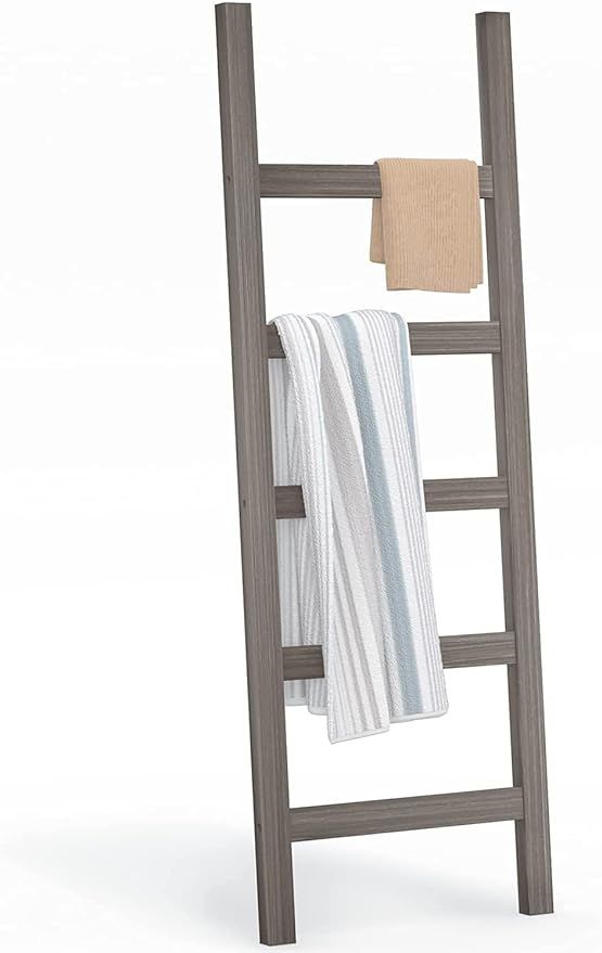 Ballucci Blanket Ladder, 5-Tier Towel Rack, Wood Decorative Ladder Shelf for Blankets, Throws, Qu... | Amazon (US)