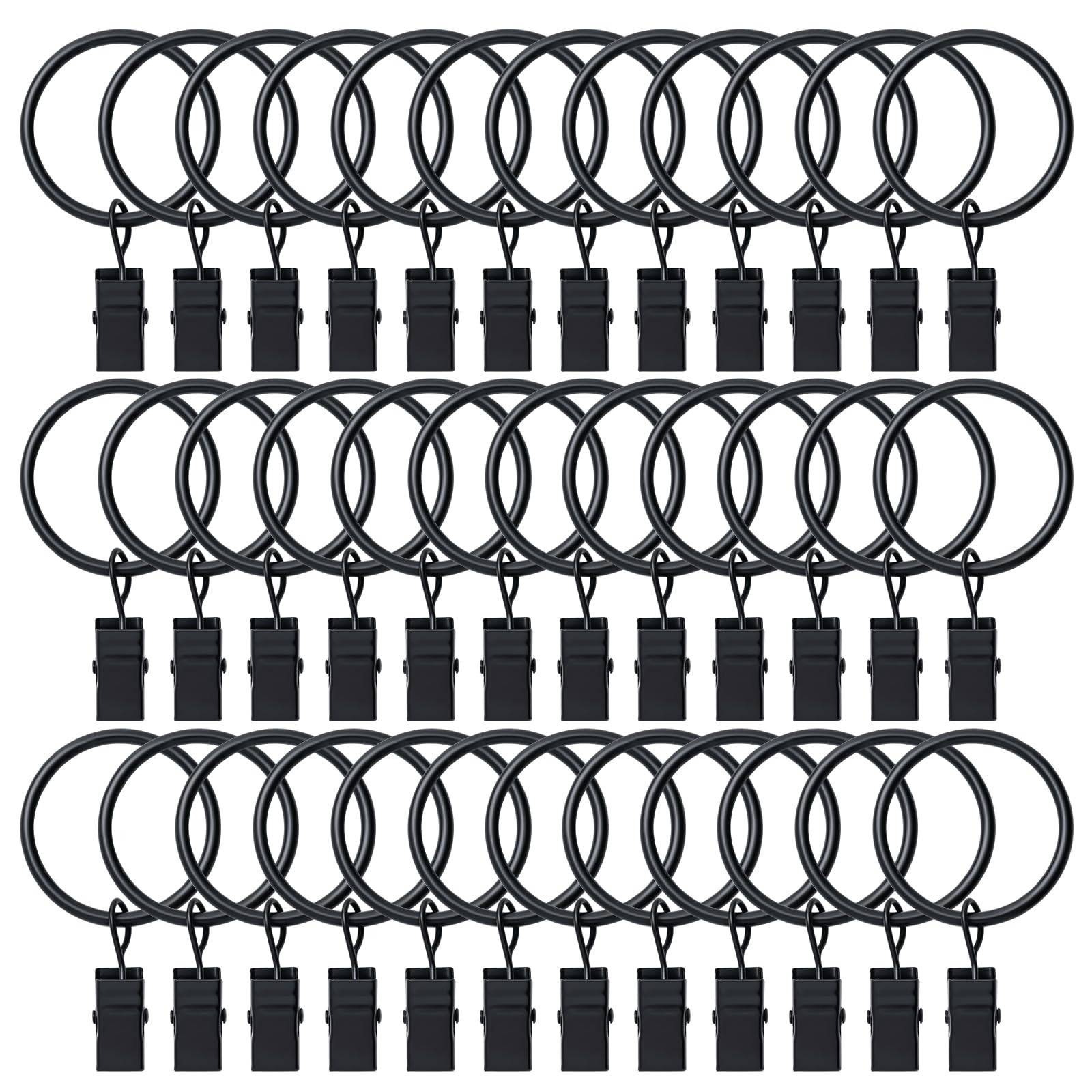 BOOMIBOO 36 Pack Curtain Rings with Clips, Drapery Clips with Rings, Hangers Drapes Rings, Draper... | Amazon (US)