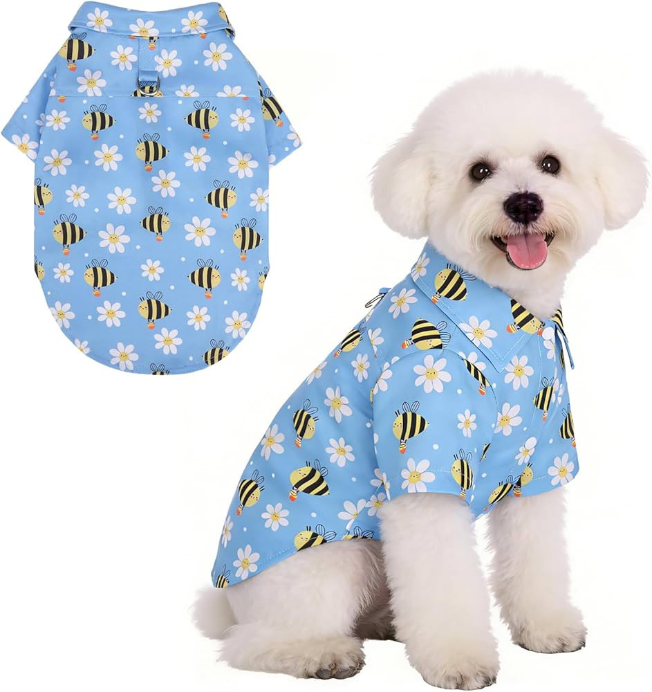 KOOLTAIL Spring Dog Shirt with Leash D-Ring, Soft Pet Botton Up Summer Beach Clothes for Small Me... | Amazon (US)