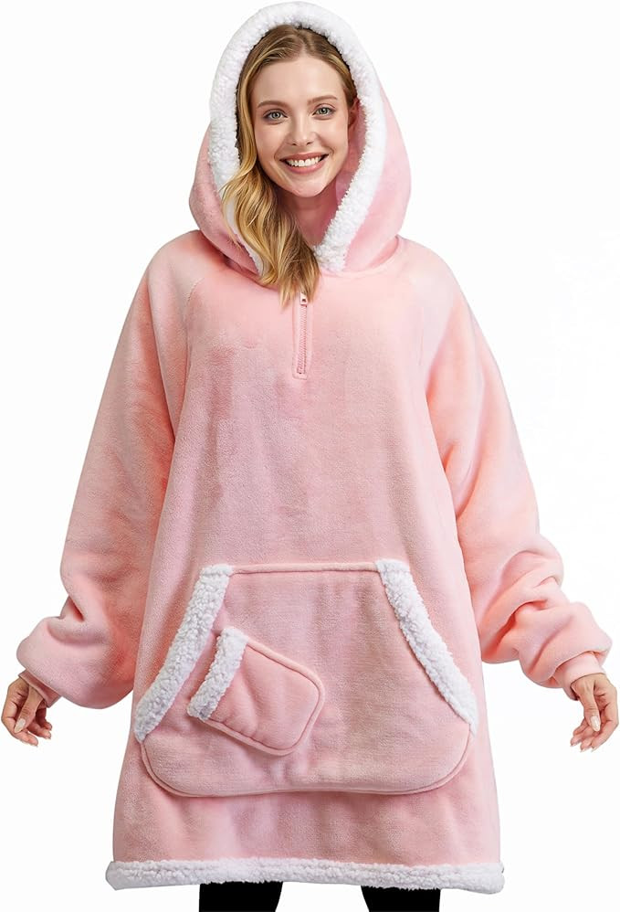 Giggling Getup Wearable Blanket Hoodie for Women Men - Oversized Flannel Sherpa Fleece Hooded Bla... | Amazon (US)