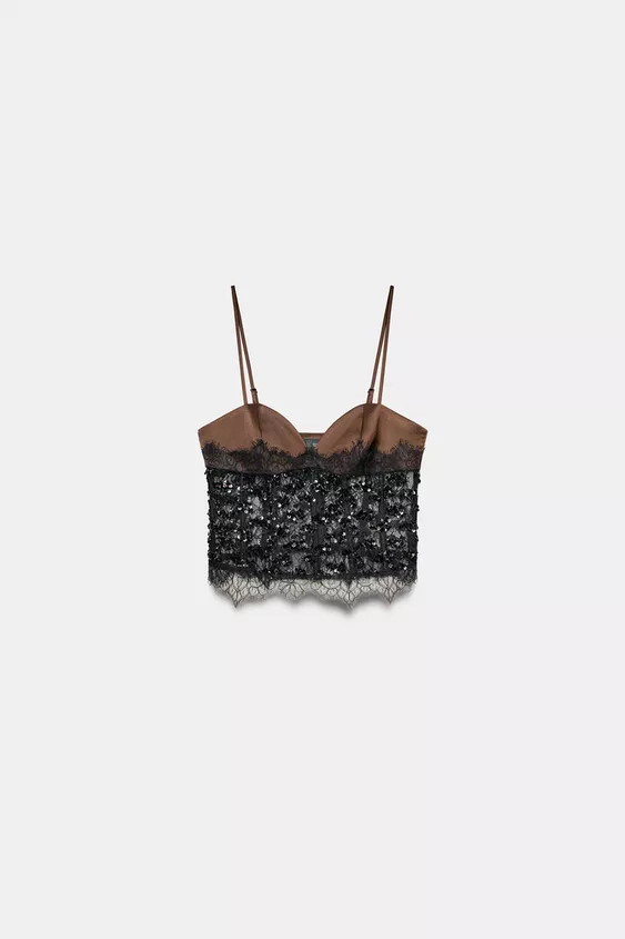 COMBINED SEQUIN CORSETRY-INSPIRED TOP | Zara UK