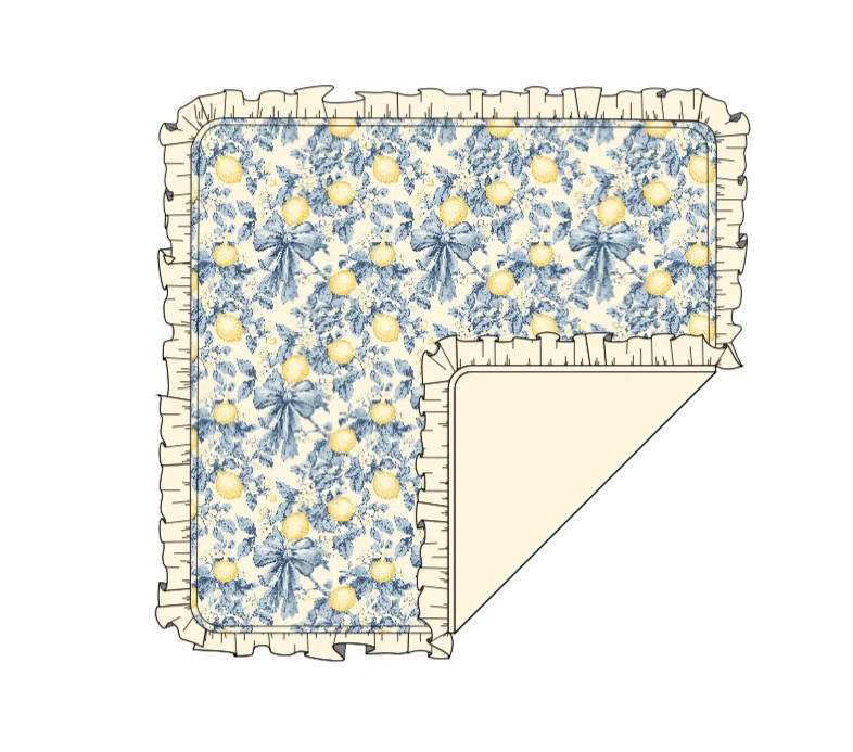 PRE-ORDER VINTAGE CITRUS TOILE RUFFLE DREAM BLANKET BLANKET | Dream Big Little Co.