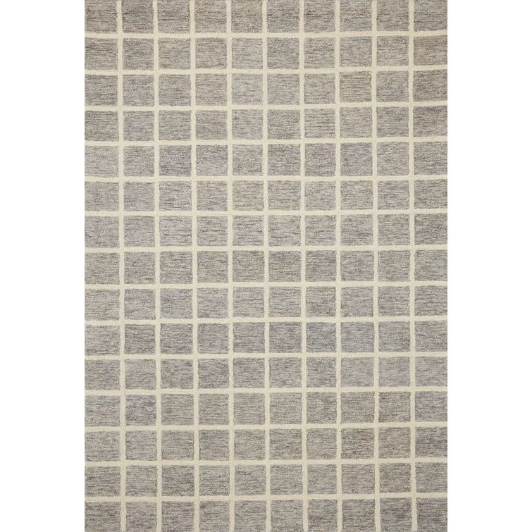 Polly Checkered Handmade Tufted Area Rug in Slate/Ivory | Wayfair North America