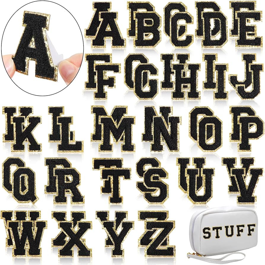 WILLBOND 52 Pcs Chenille Letter Patches Bulk Self Adhesive Letter Patches for Backpacks Stick on ... | Amazon (US)