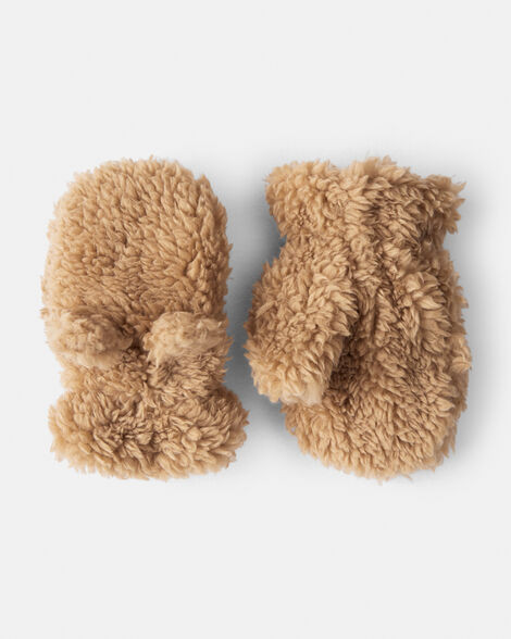 Baby Teddy Fleece Mittens with Bear Ears - Brown | Carter's Inc