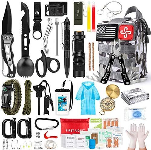 Survival Kit, 220Pcs Emergency Survival Gear First Aid Kit Molle System Compatible Outdoor Surviv... | Amazon (US)