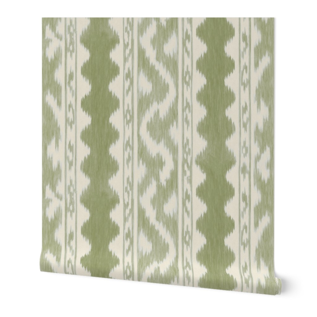 Seaside Ikat Favorite Green Wallpaper | Spoonflower | Spoonflower