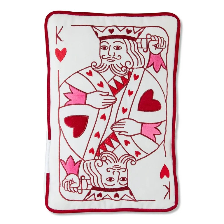 King and Queen of Hearts Card Decorative Pillow, Red and White, 10" x 15", Valentine's Day by Way... | Walmart (US)