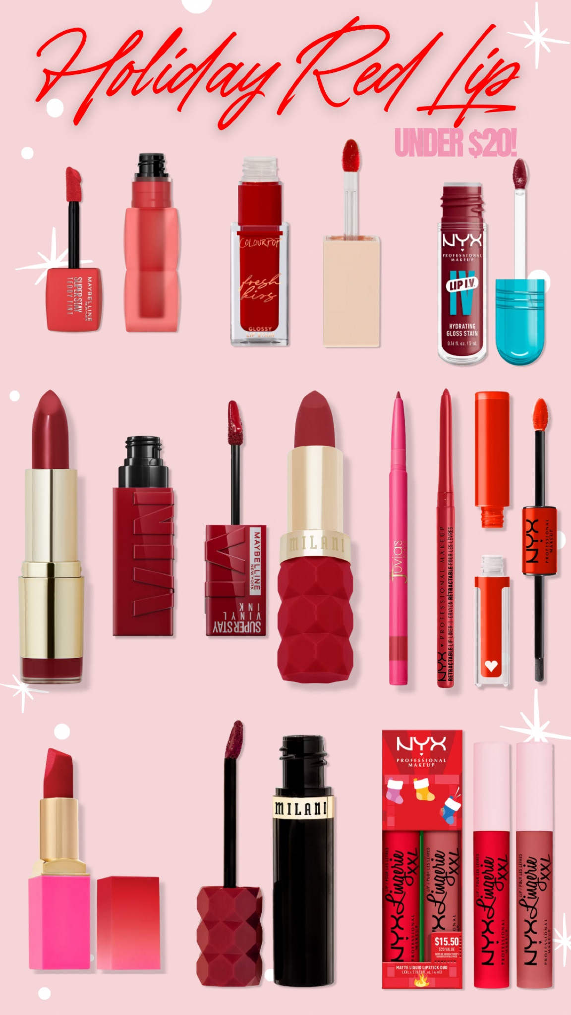 Holiday Red Lip products UNDER $20!!!!! 🙈🥰😜❤️😍 #holidayred #redlips 

#LTKBeauty #LTKSeasonal #LTKHoliday