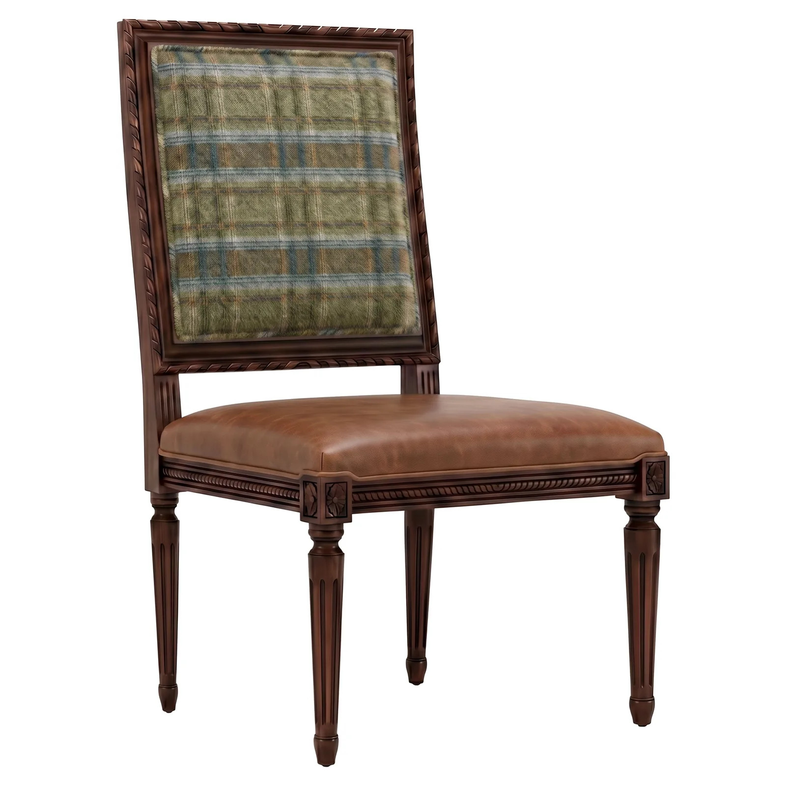 Marielle Pine Needle Sussex Brown Side Chair | Kathy Kuo Home